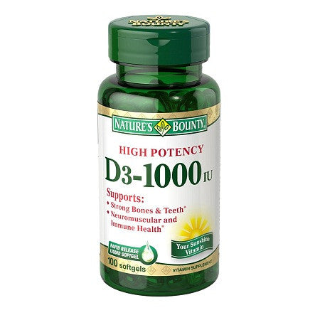自然之宝Nature's Bounty高纯维生素D软胶囊  1000IU/粒 100粒